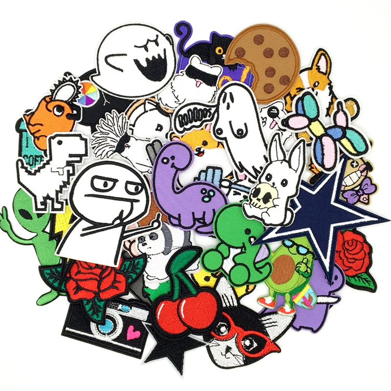 10/15pcs Amine Patches Lot Emb - огляд і ціна Streetwear Brand Stickers